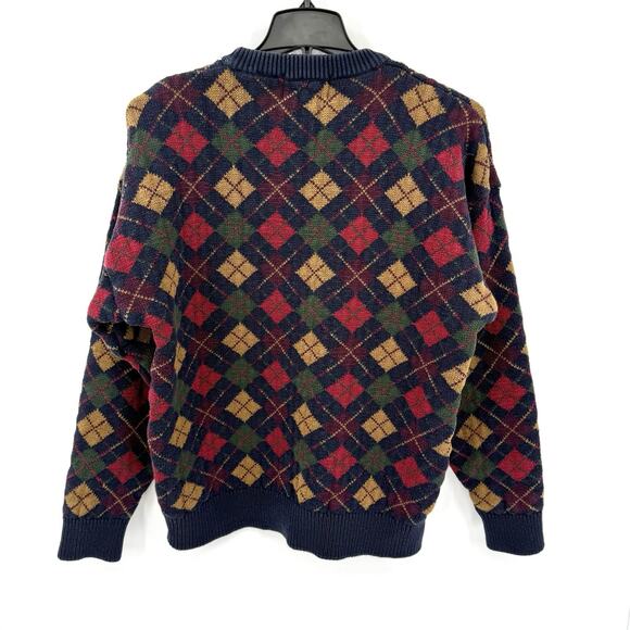 VTG Woods & Gray Mens Crewneck Argyle Sweater Size LG 100% Cotton Grandpa Cosby - Picture 3 of 9